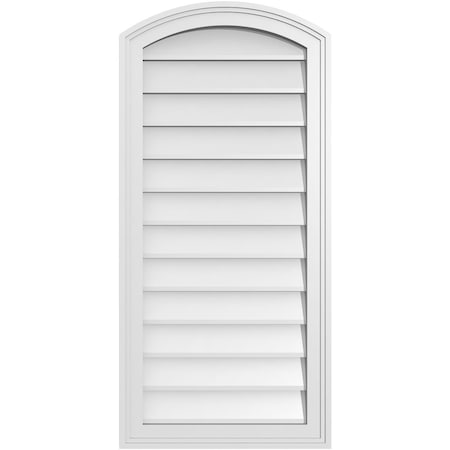 Ekena Millwork Arch Top Surface Mount PVC Gable Vent: Functional, w/ 2"W x 1-1/2"P Brickmould Frame, 18"W x 38"H GVPAR18X3802SF